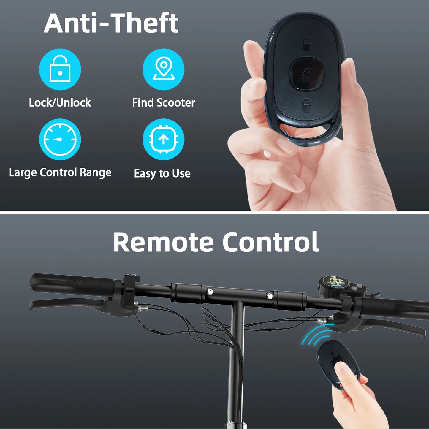 Foldable 2 Wheel Electric Scooter 20Ah Rechargable Battery 80 km Long Range 1300W Motor 10" Big Wheel Mobility Scooter for Adult