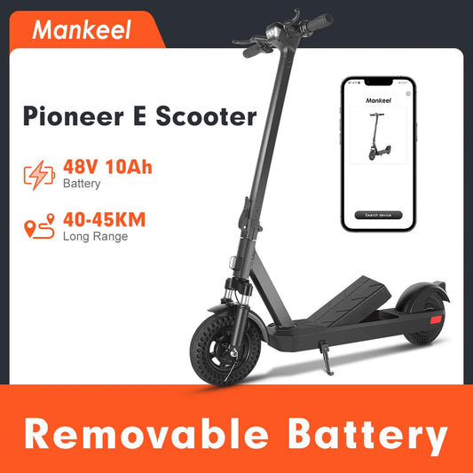 Mankeel Pioneer Electric Scooter 48V 10Ah 16Mph 500W Electric Scooter 10 inch Off-road Tire Folding EScooter for Adults Scooter