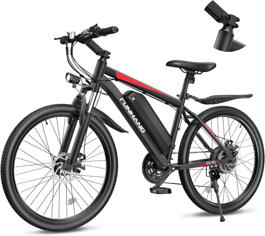 Electric Bike for Adults, 26'' 1000W Peak Ebike,with 48V 374.4WH Removable Battery, Adjustable Stem, Fenders