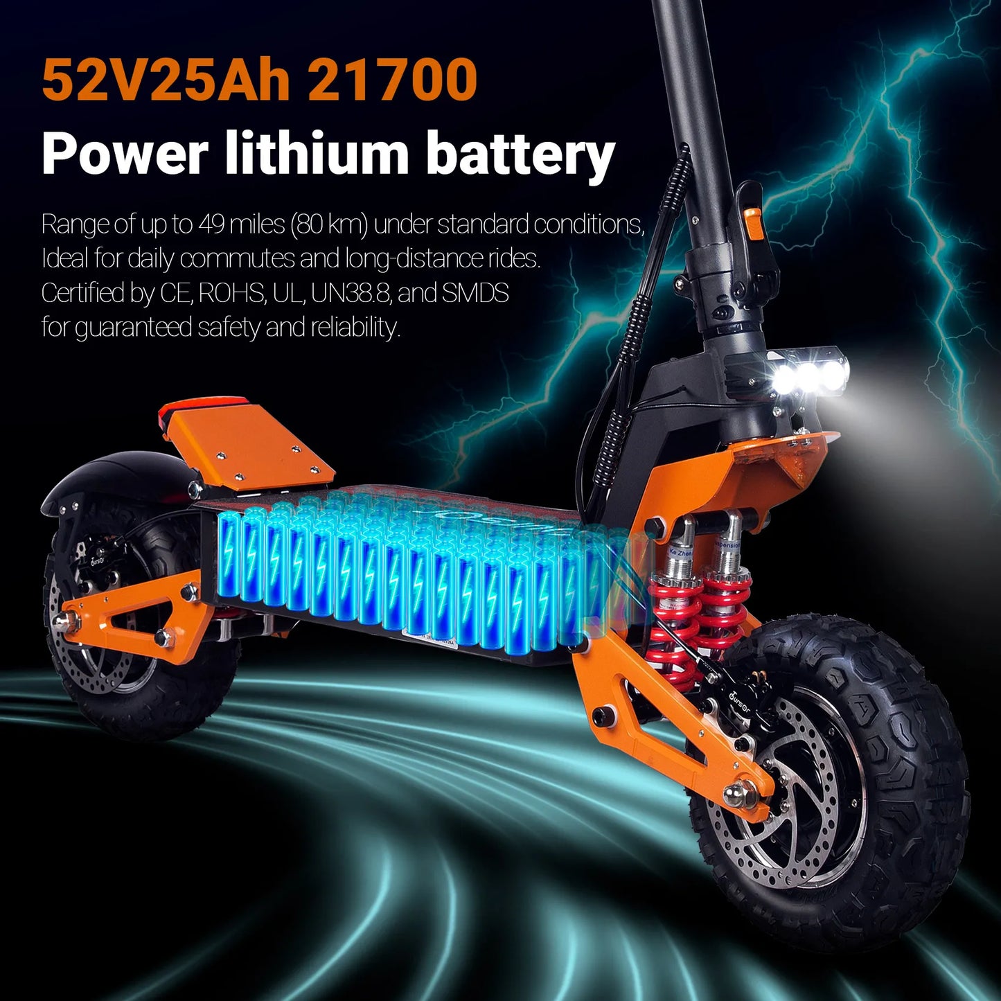 TOURSOR X5 EU USA Foldable 5000W Dual Motor Electric Scooter 11" Off-road Tyres 52V-26AH Max Speed 70KM/H Range 100KM E Scooter