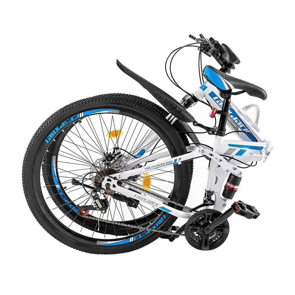26" Foldable Mountain Bike for Men - 21-Speed All-Terrain Commuter with Dual Disc Brakes