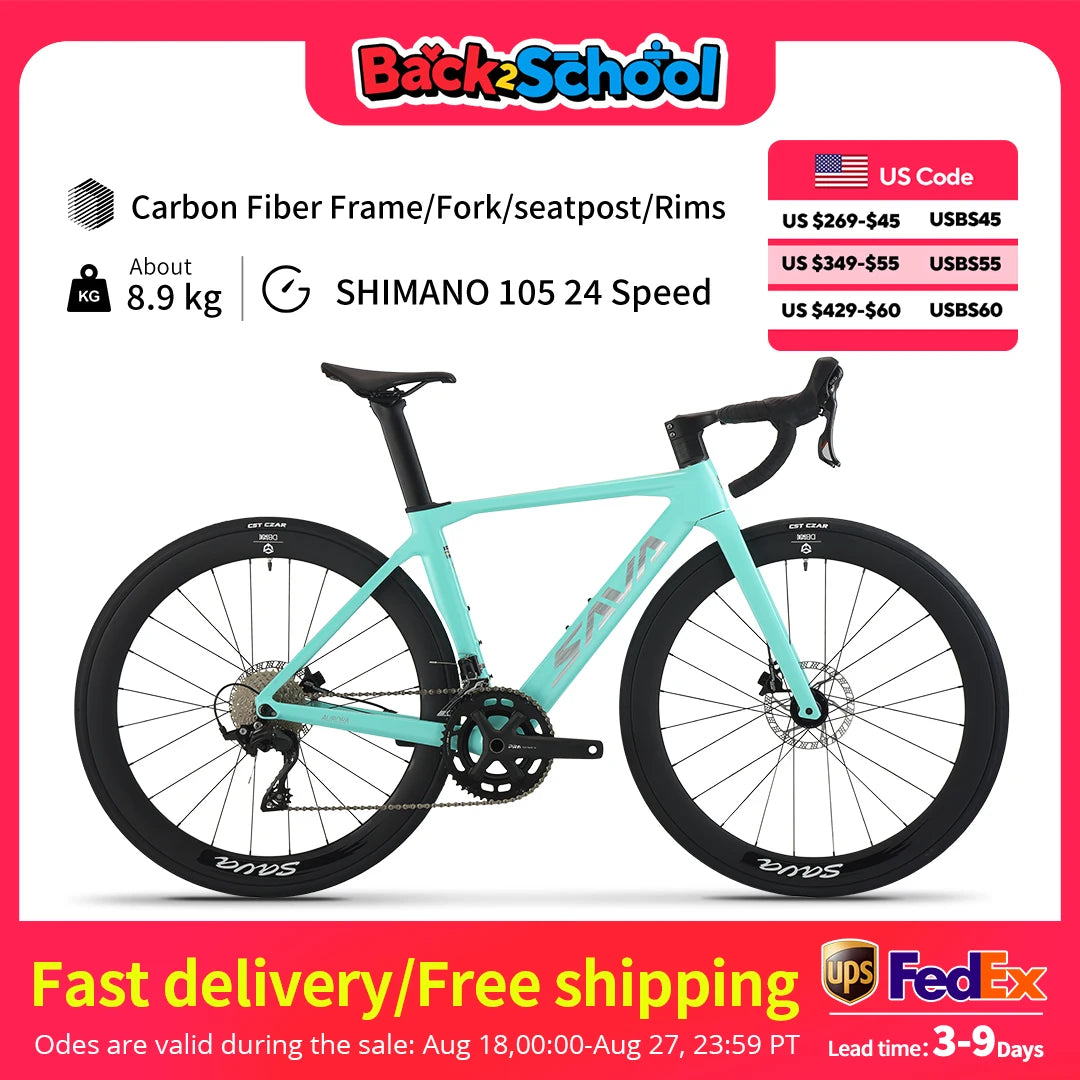 SAVA NEW A7L Carbon Road Bike, Adult Racing Bike, Equipped With Shimano 105 R7100, 24-Speed Hydraulic Brakes