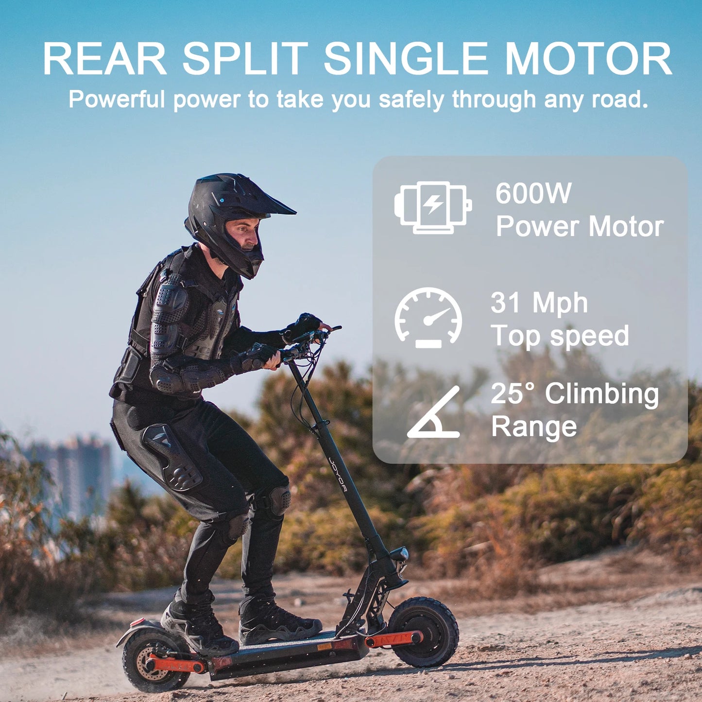 JOYOR S5-Z Electric Scooter for adults - 600W power motor speed 31Mph, 34-Mile Range, Foldable Design for Commuting & Adventure