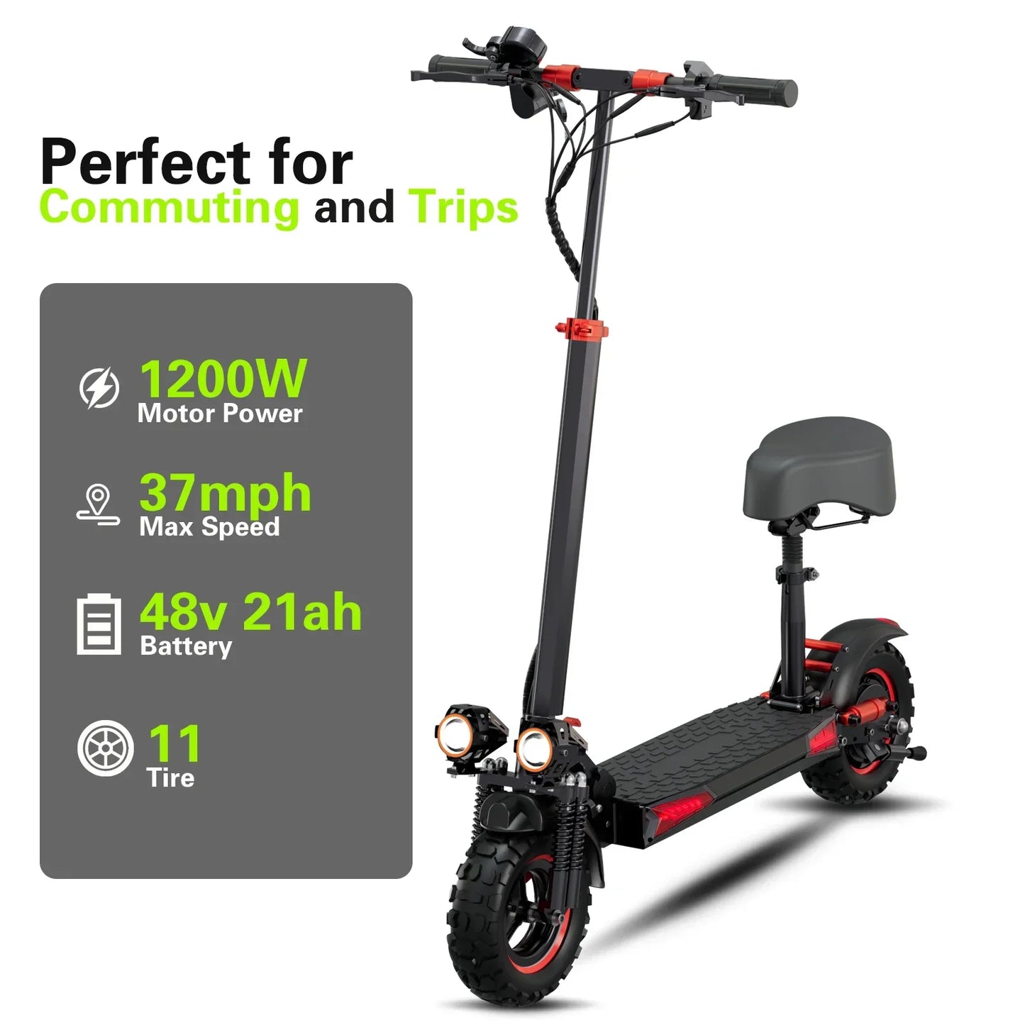 FREEBOY J11 PLUS Adult Electric Scooter 1200W Motor 48V 21AH Folding E-Scooter 11 Fat Tire E-Mountain Scooter