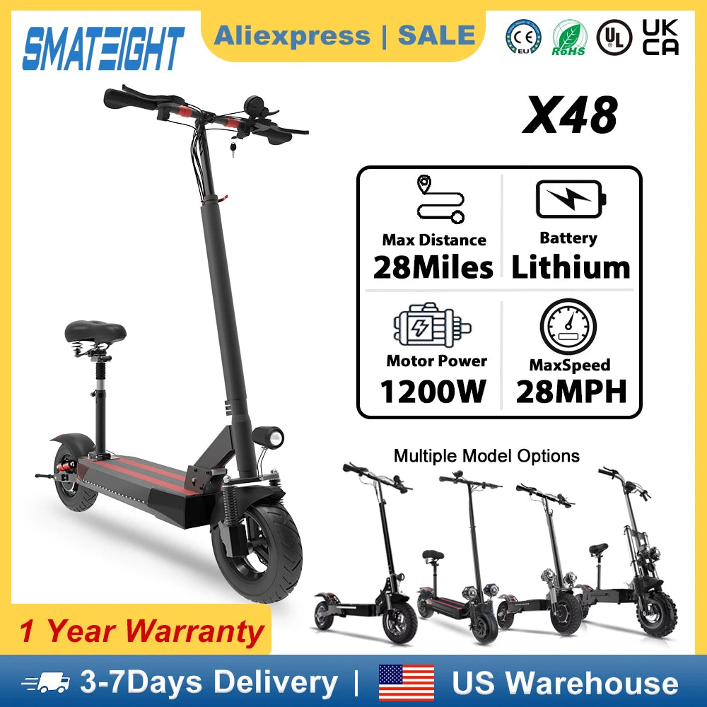 Multi-Model Electric Scooter 1200W-6000W Motor Power 13/20AH Battery E-Scooter 45-80KM/H Max Speed  Fast Shipping for Adults