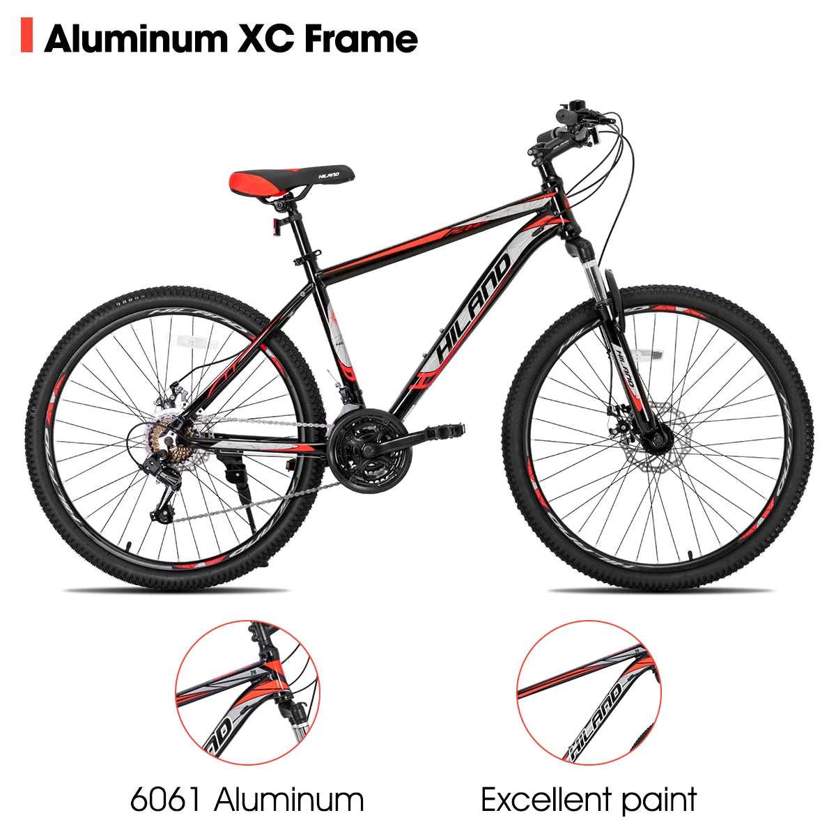 Hiland Mountain Bike, Multi-Spokes,Shimano 21 Speeds Drivetrain,Aluminum Frame 26 inch Wheels, Men's MTB Bicycle