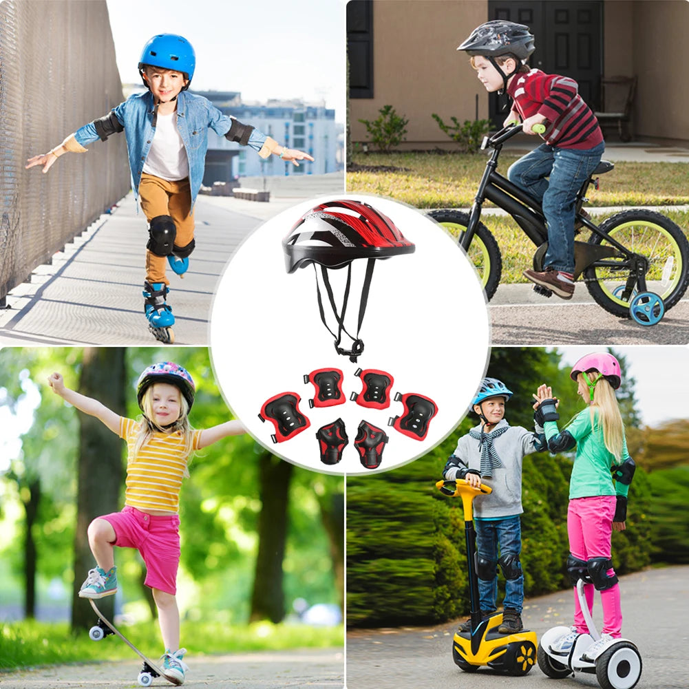 Kids Bike Helmet Knee Elbow Wrist Pads Helmet