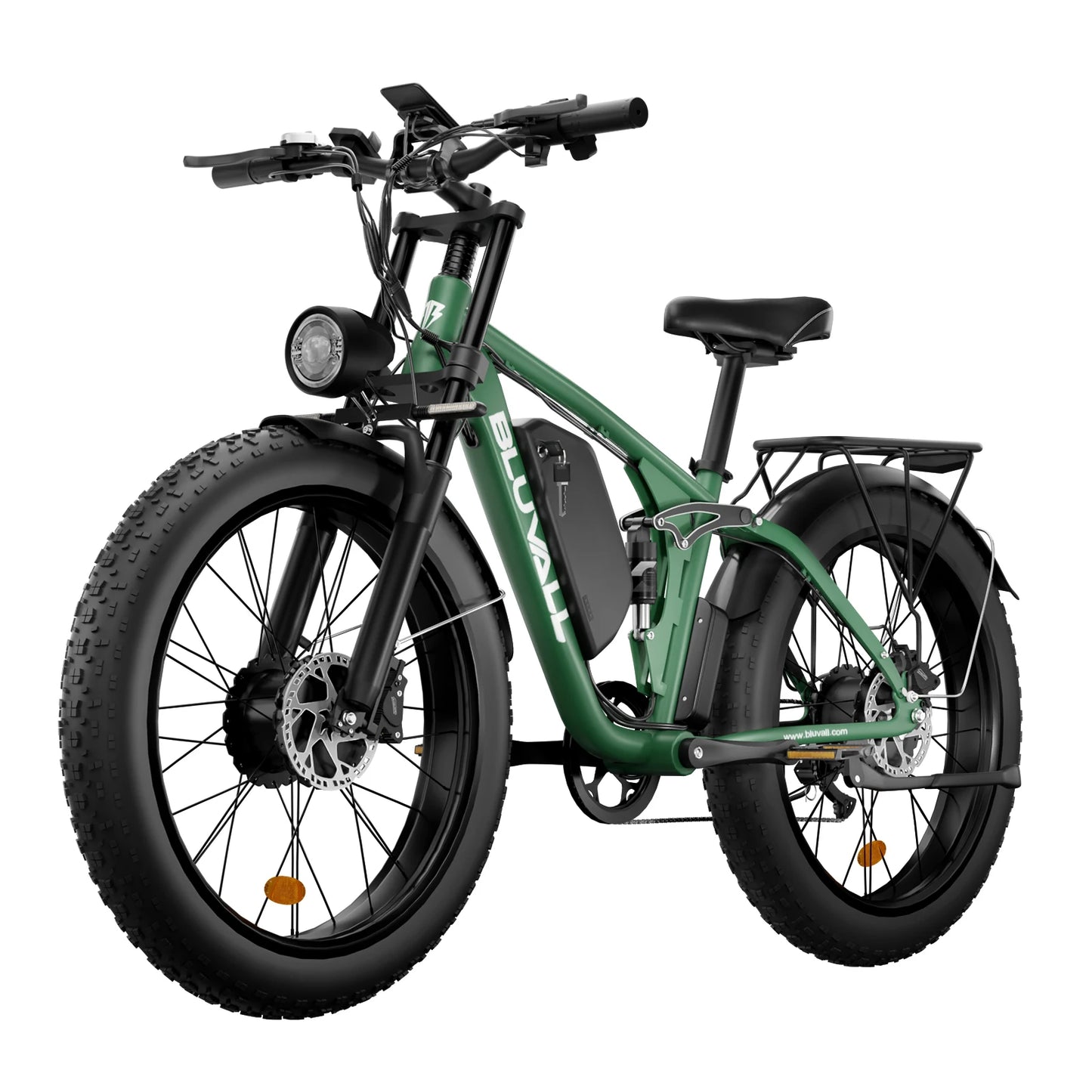 52V Dual Motor 2000W Fat Tire Electric Bike 26x4.0 Snow Beach E-Bike 7 Speed Full Suspension 35MPH Long Range Adults Commuter
