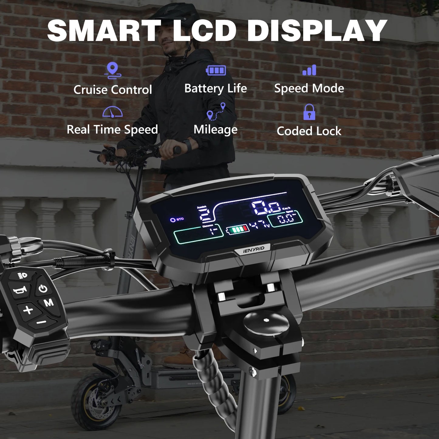 IENYRID IE-S1 Electric Scooter 800W Motor 48V15AH Lithium Battery E-Scooter 10-inch Off-road Tires Foldable E-Scooters