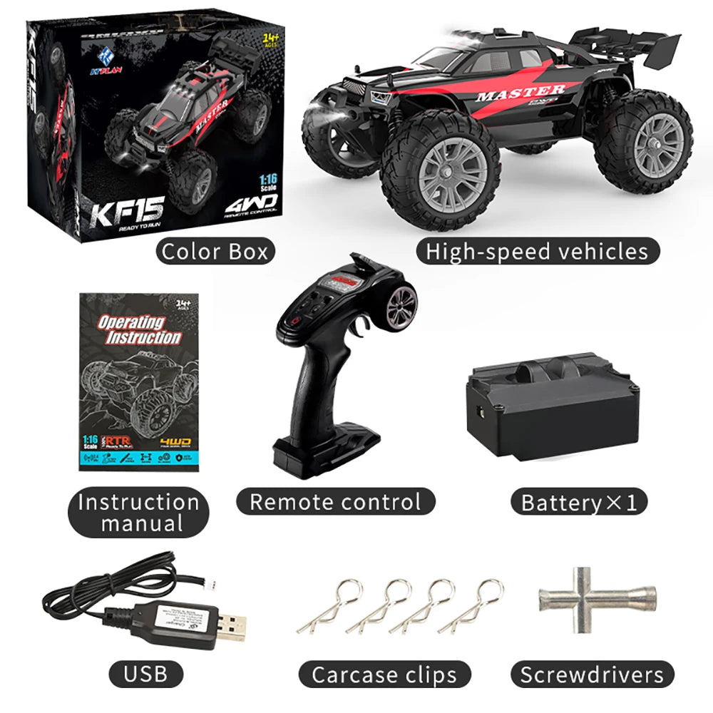 KF15 1/16 RC Car 4WD High Speed Off-road 2.4G Remote Control Cars Drift Racing Truck Electronic Toy For Kids Free Ship