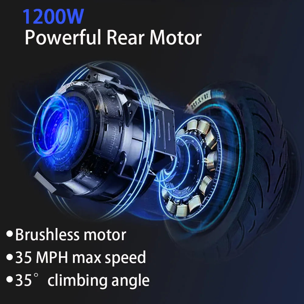 48V 26AH Lithium Battery Electric Scooter with Seat Max Speed 65KM/H E Scooter 1200W Single Motor 35° Climbing Angle for Adults