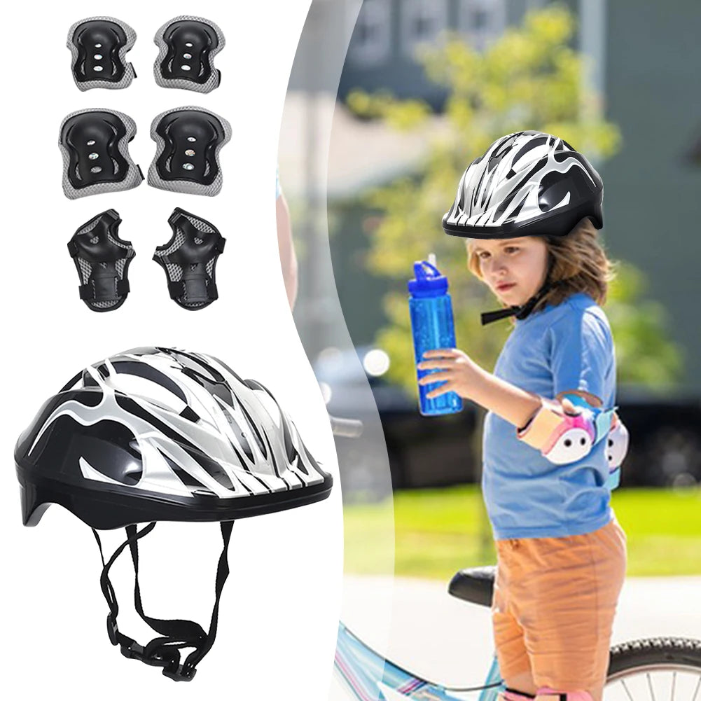 7Pcs Kids Helmet Knee Elbow Pad Sets