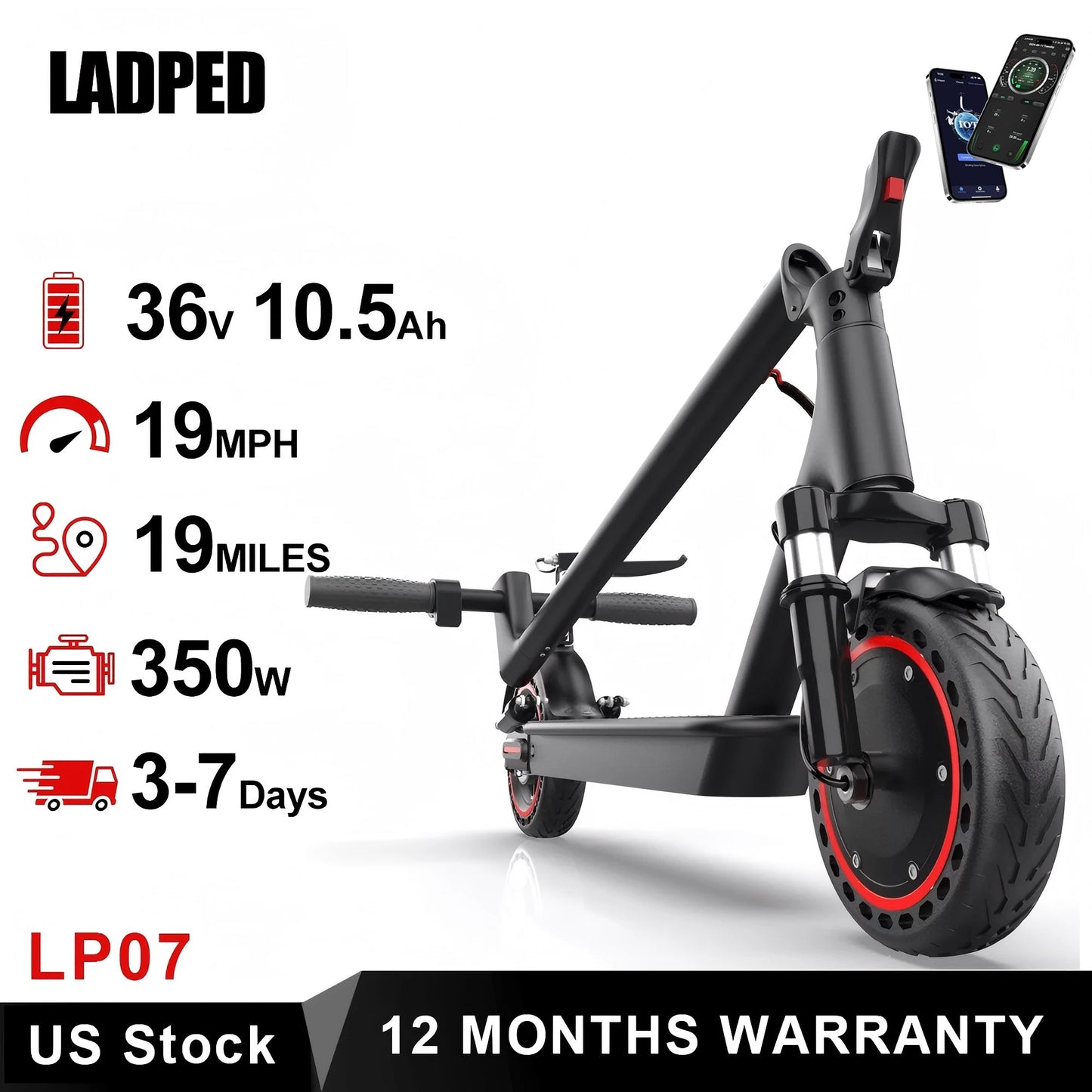 LP07 Electric Scooter 350W 19mph APP Smart Control Scooter 8.5inch tire Folding Electric Scooter 16miles Max Range for Adult
