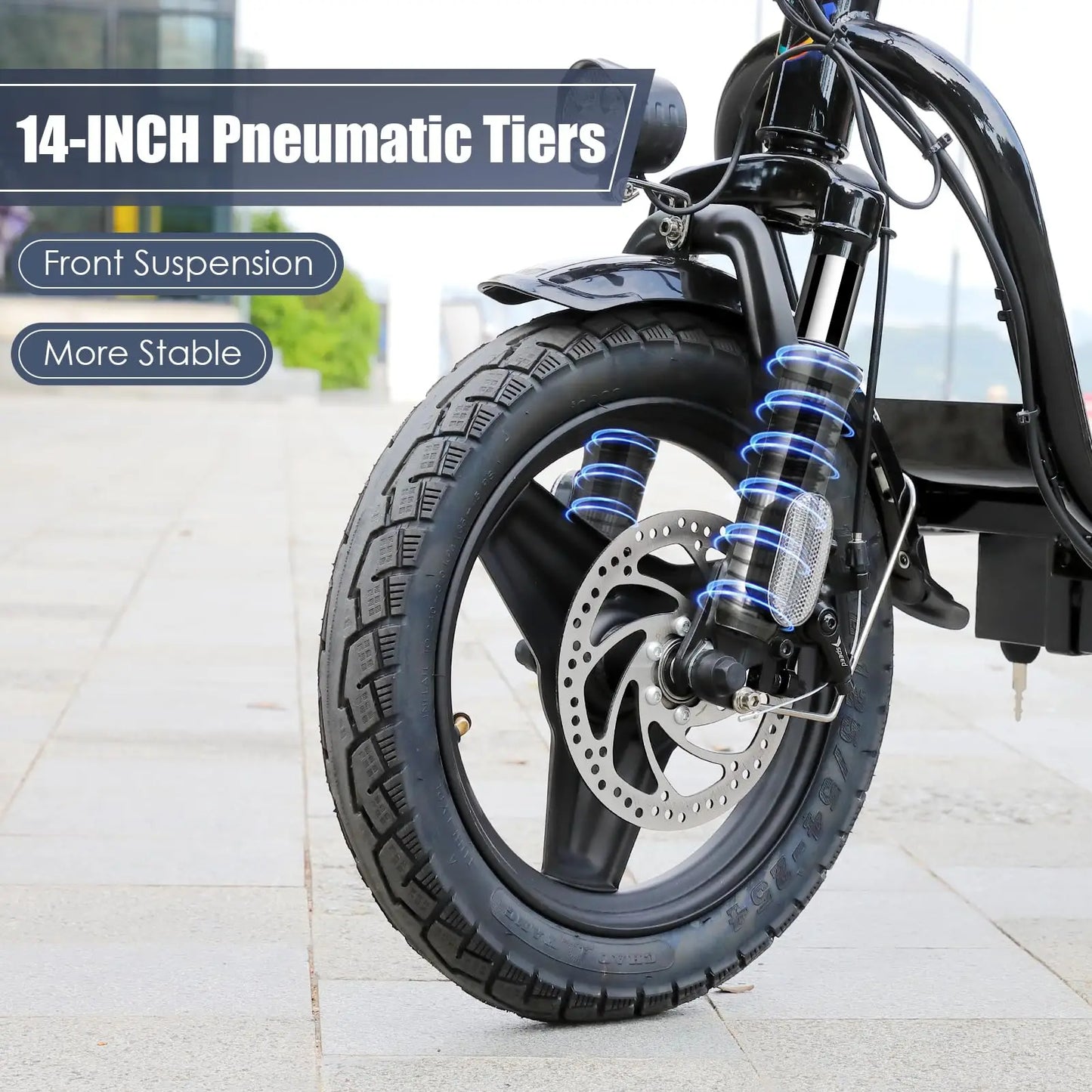 Caroma 750W Electric Scooter with Seat, 14" Fat Tire, 500Wh Battery,30 Miles&20MPH, Foldable, with Basket&Shock Absorbing