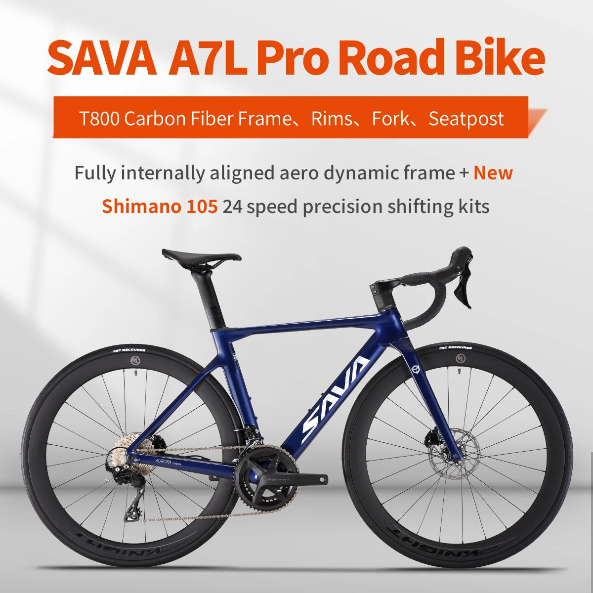 SAVA NEW A7L Carbon Road Bike, Adult Racing Bike, Equipped With Shimano 105 R7100, 24-Speed Hydraulic Brakes