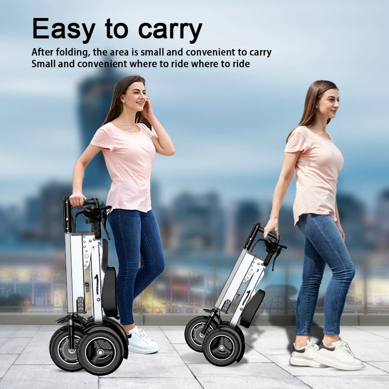 WILLJERDY Folding Electric Tricycle Mini Portable Adults 3 Wheeled Electric Bike Small Elder Electric Folding Bike For Man
