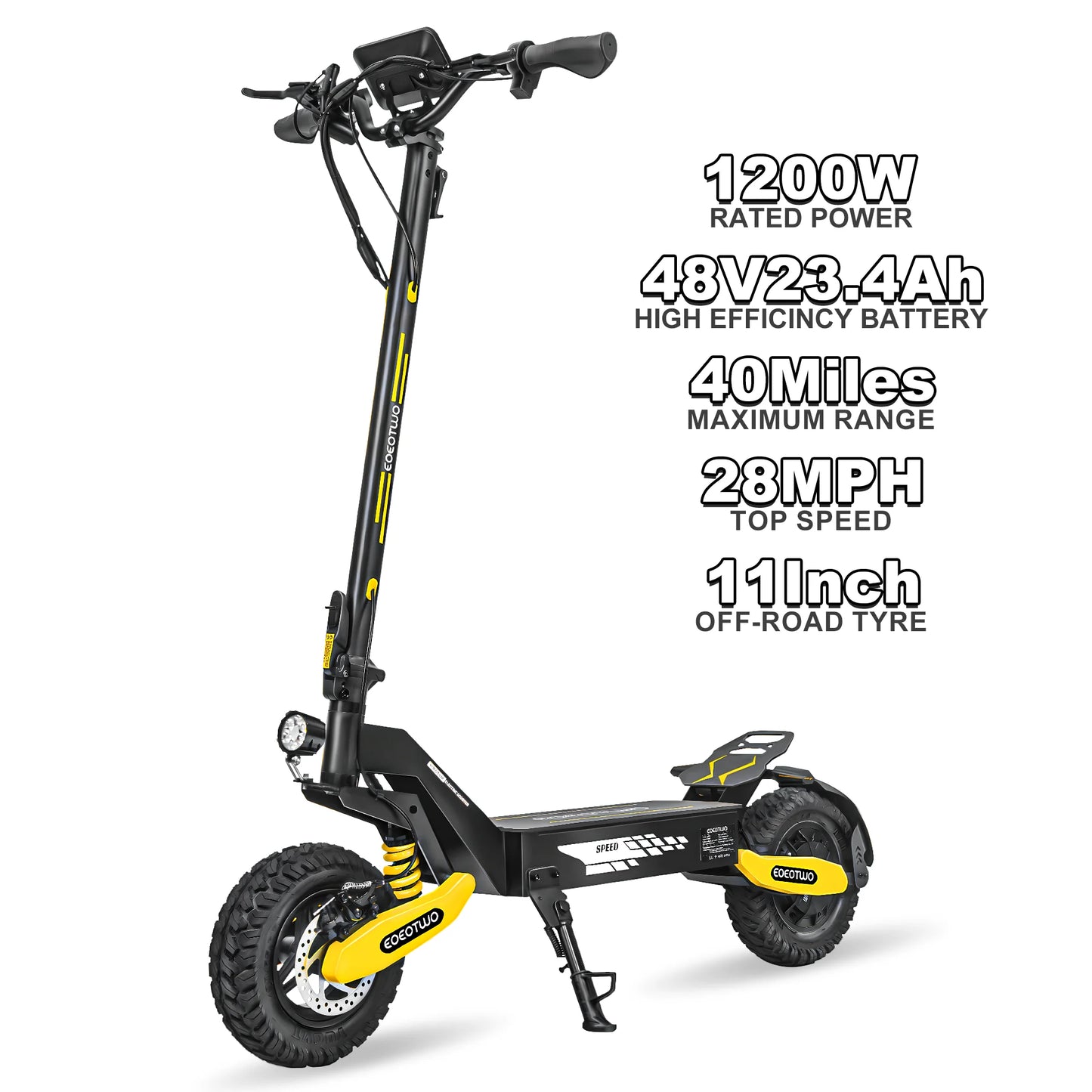 Electric Scooter Adults 1200W Motor 48V13/23AH Lithium Battery E Scooters Dual Spring Absorbers 11'' Off-Road Tires Scooter