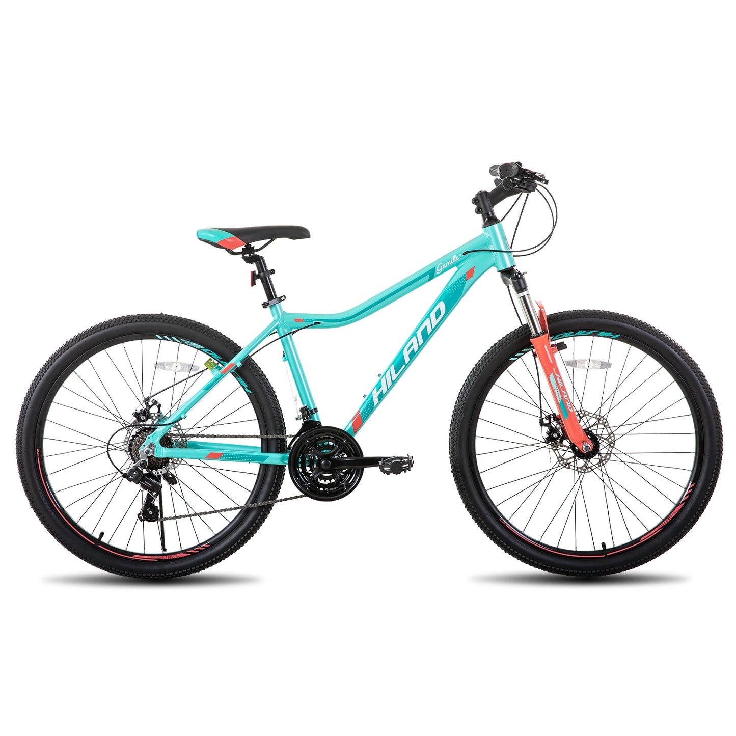 Hiland 20 26 27 Inch Mountain Bike for Women, 21 Speed with Lock-Out Suspension Fork, Dual Disc Brakes, Aluminum Frame MTB