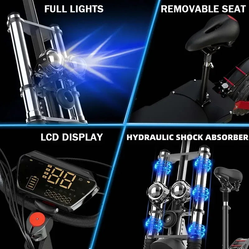 11inch Off Road Electric Scooter Dual Motor 85km/h Electric Scooter Adult 72V 6000W Powerful Electric Kick Scooter for Adults