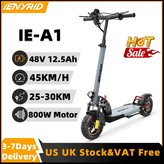 IENYRID iE-A1 Foldable Electric Scooter 800W/48V/12.5 AH E-Scooter Max Speed 45KM Per Hour Max Range 20-30KM E-Scooter