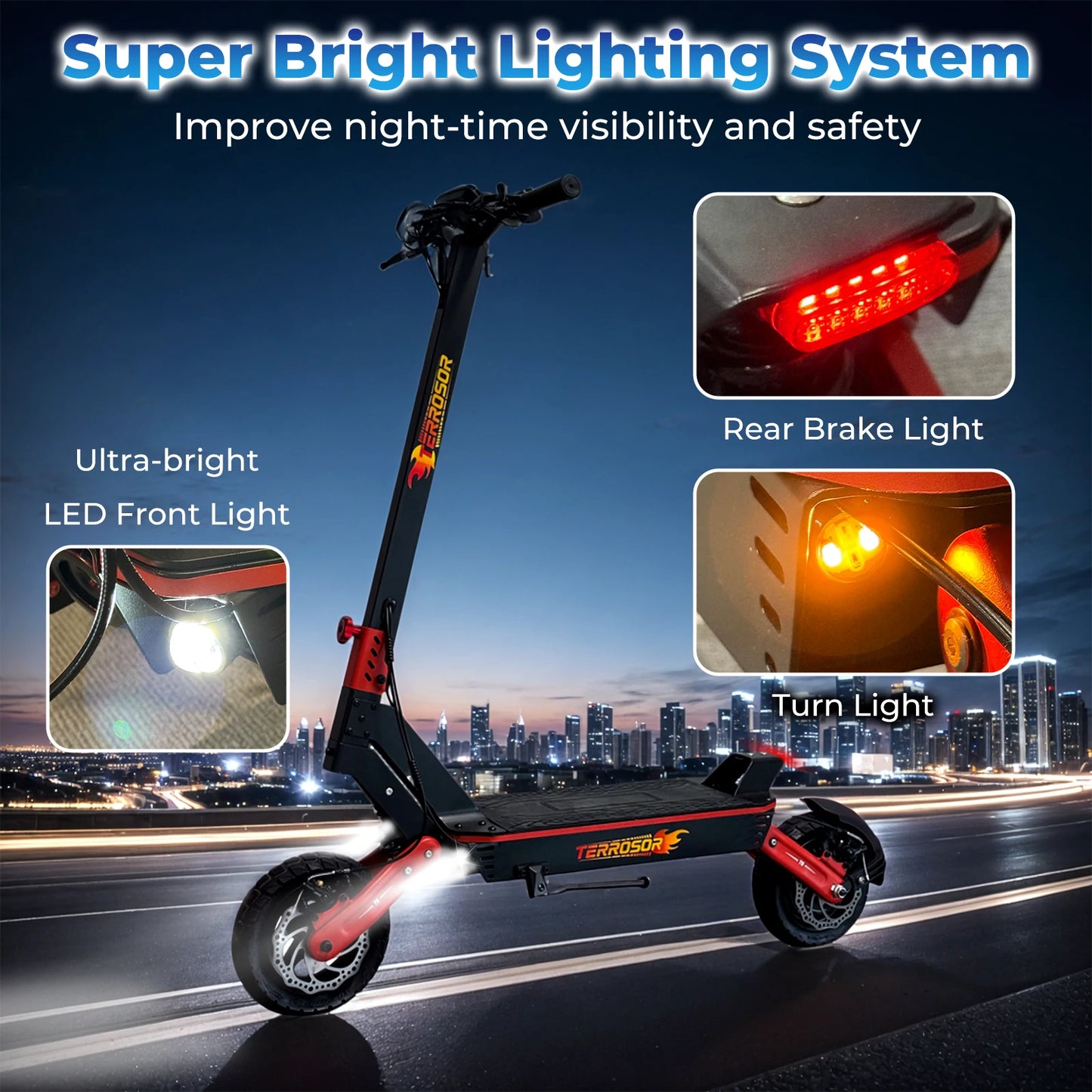 Electric Scooter for Adults, 1200WMotor Fast E Scooter, 11" Off-Road Tires, Up to 28 MPH Top Speed & 20 Miles Long Range, Dual B