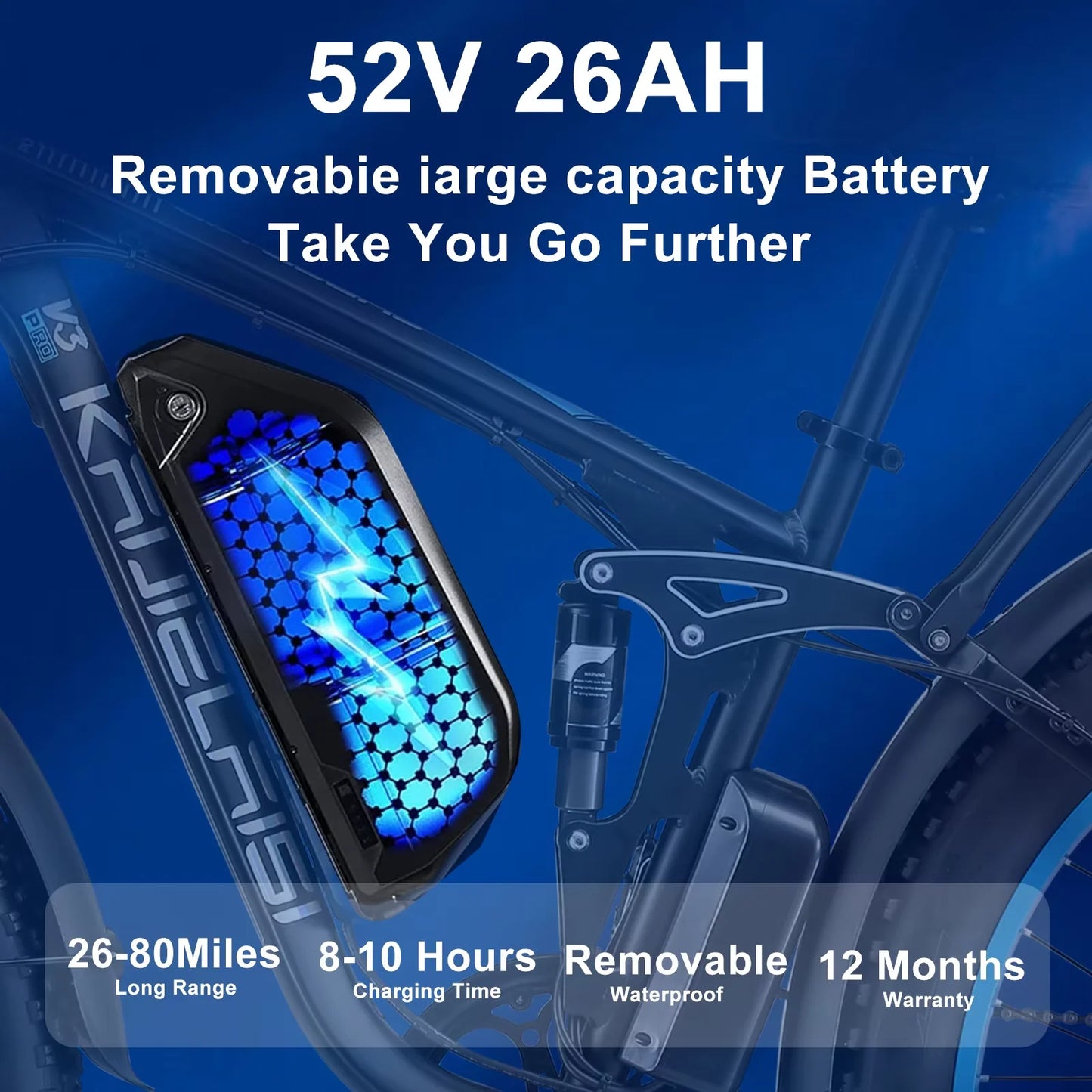 Electric Bike 3000W Dual Motor 52V 26AH Battery Hydraulic Brake Adult Off-Road E Bike 24*4.0 Inch Fat Bike Snow Electric Bicycle