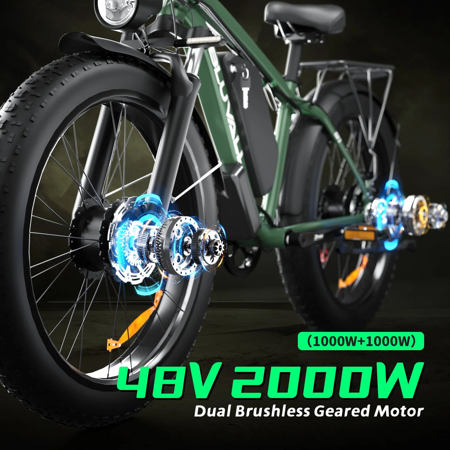48V 2000W Electric Bike with 22.4AH Battery 26" Fat Tires for All-Terrain High-Speed Commuting Long Range Riding