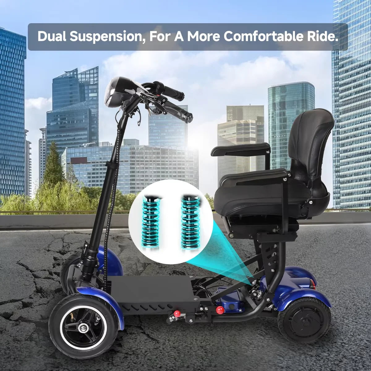 Electric 4-wheeled Motorcycle/Folding 4 Wheel Mobility, Mopeds/ Scooters, Electric Moped for Adults, 4 Wheels Electric Moped for