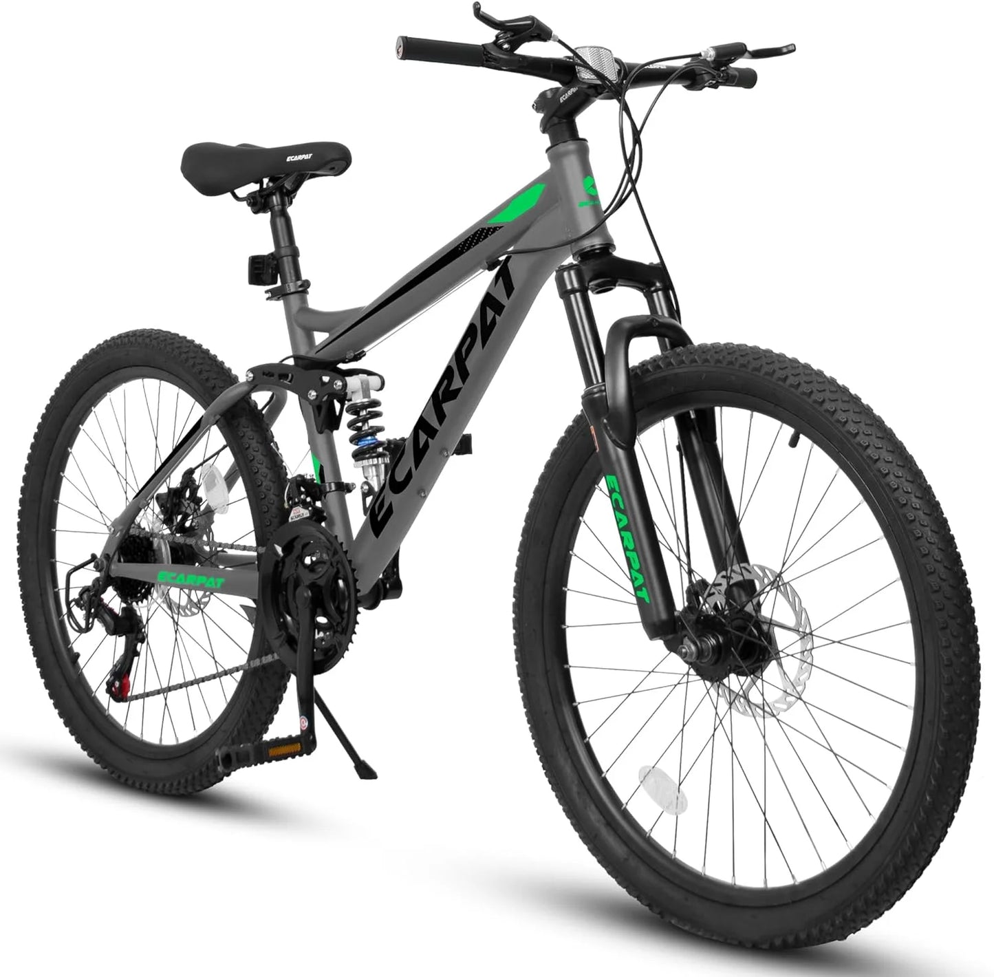 Ecarpat Dual Full Suspension Mountain Bike 24/26/27.5 Inch, Mens Women Teenagers Boy Girl Mountain Bike, 21-Speed Disc Bicycles