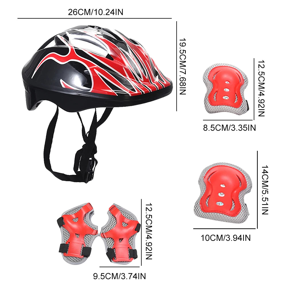 7Pcs Kids Helmet Knee Elbow Pad Sets