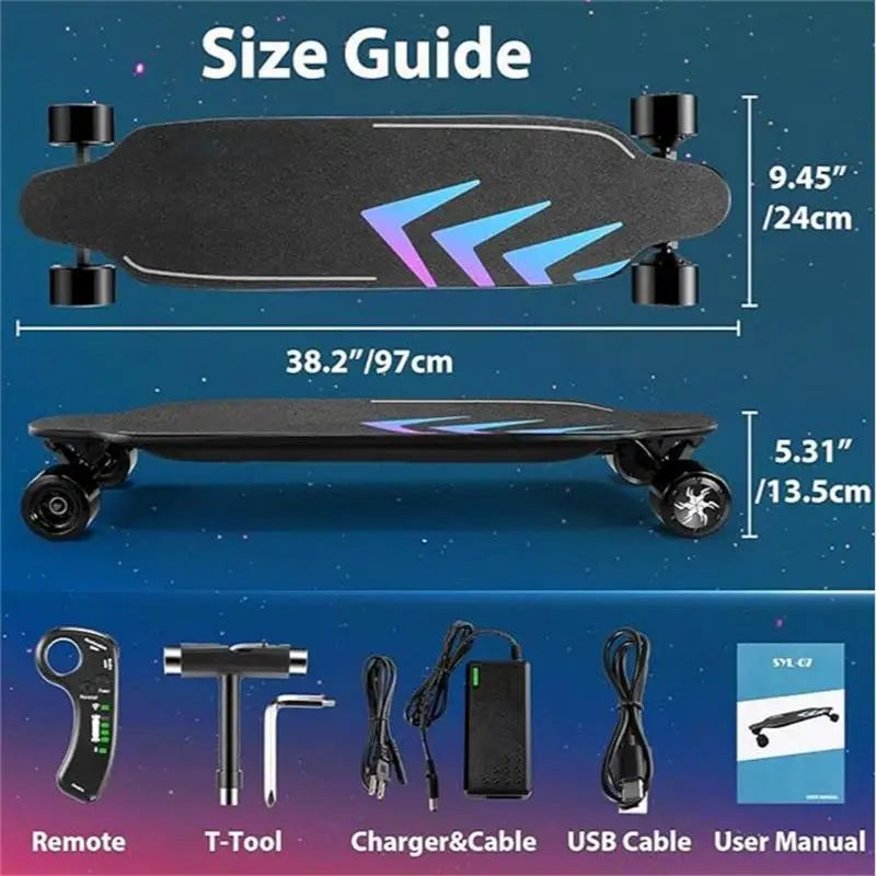 38" Electric Skateboard with Remote Control, 300 lbs Max Load