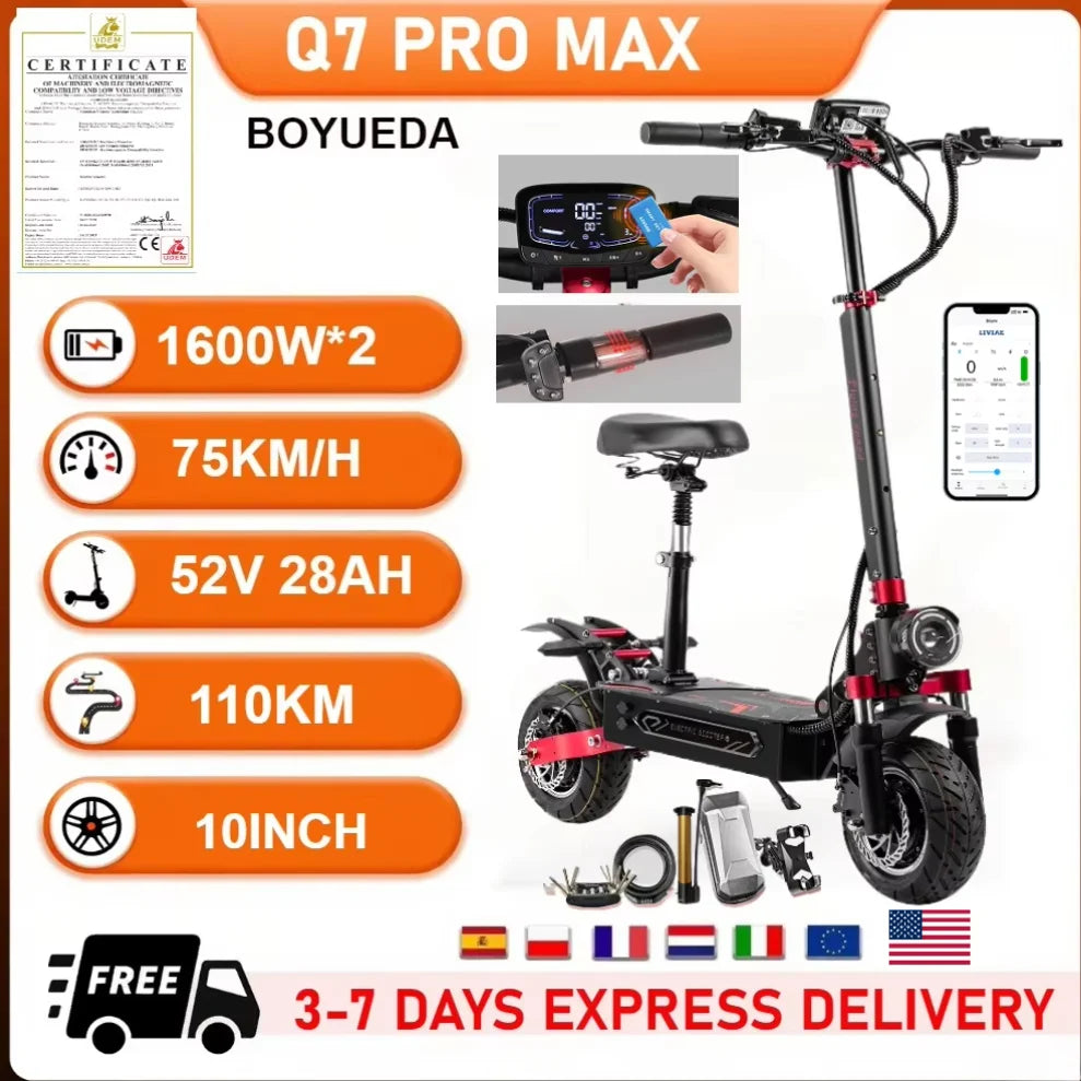 BOYUEDA Q7Pro Max E-Scooter 3200W Dual Motor