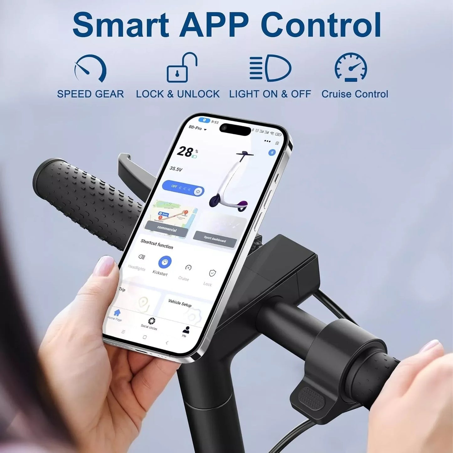 LP60 Electric Scooter 350W 19mph APP Smart Control Scooter 8.5inch tire Folding Electric Scooter 12miles Max Range for Adult