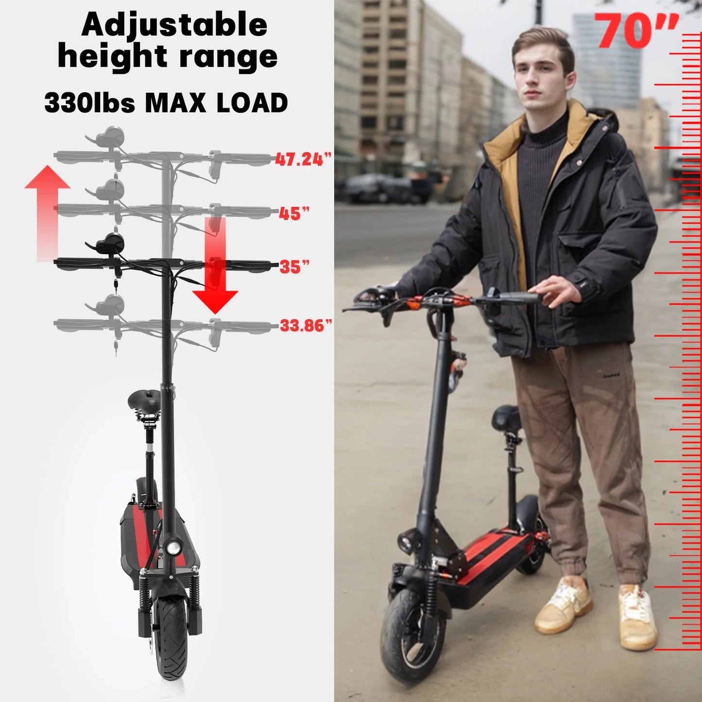 1200W Rear Motor Electric Scooter 55KM/H Max Speed E-Scooter for Adult 10'' Pneumatic Tyres Trottinettes électriques Disc Brake