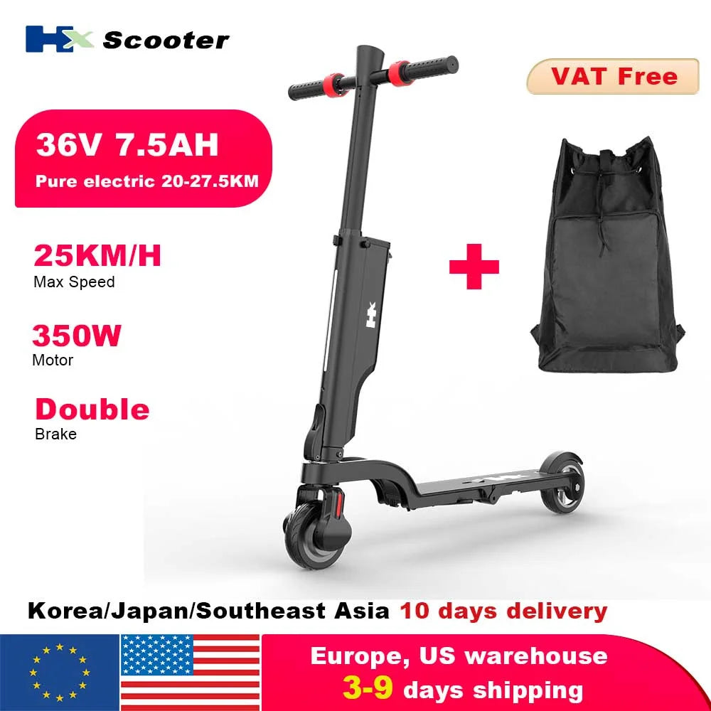 HX 7.5AH Electric E Scooter 350W 25KM/H Foldable Electric Kick Scooter Scooters 5.5 Inch APP Smart Escooter for Adults