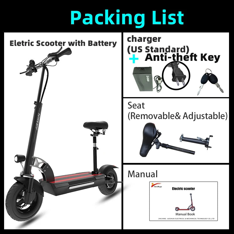 48V 26AH Lithium Battery Electric Scooter with Seat Max Speed 65KM/H E Scooter 1200W Single Motor 35° Climbing Angle for Adults