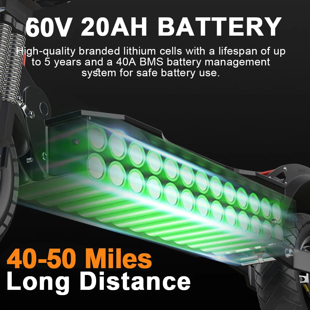 45MPH & 50 Miles Dual Motors 3200W 60V Electric Scooter Adults with/without Lock Long Range Foldable 2 Wheels Commuter Scooter