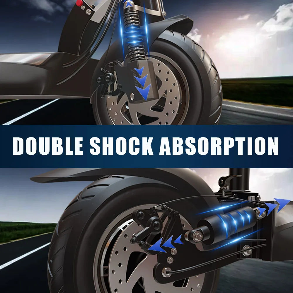 48V 26AH Lithium Battery Electric Scooter with Seat Max Speed 65KM/H E Scooter 1200W Single Motor 35° Climbing Angle for Adults