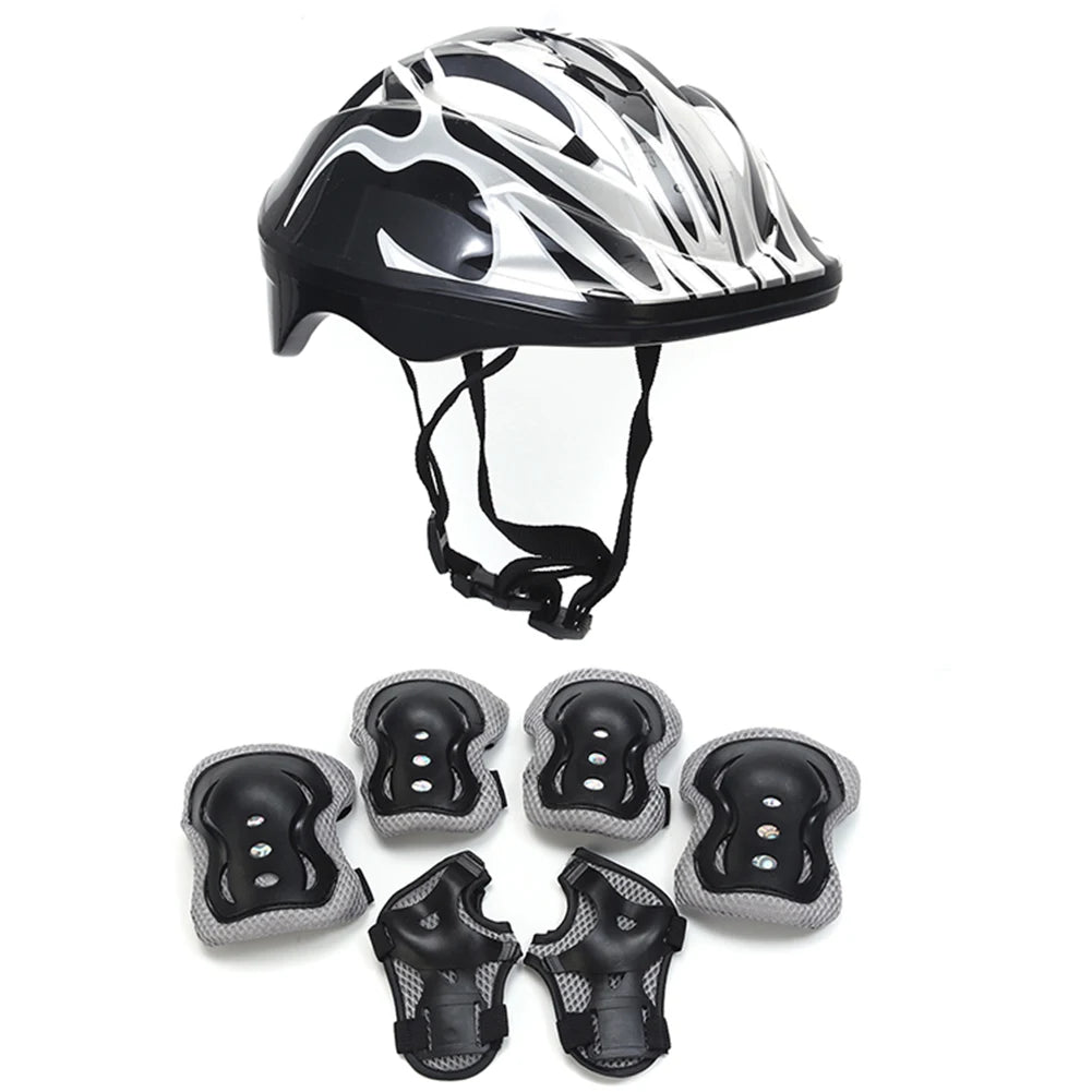 7Pcs Kids Helmet Knee Elbow Pad Sets