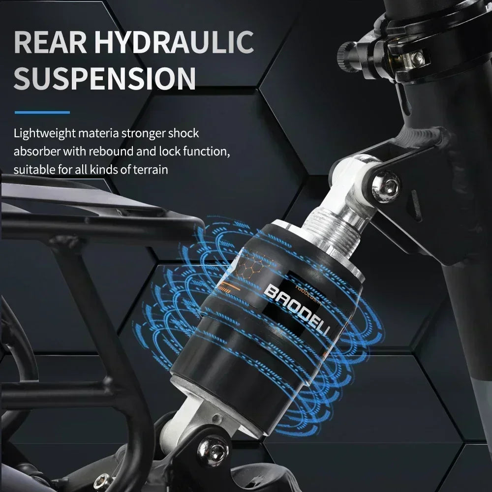 Ridstar H20 Folding Electric Bicycle 1000W Motor 48V23AH Hidden Lithium Battery Ebike 20-inch Fat Tire All-terrain Electric Bike