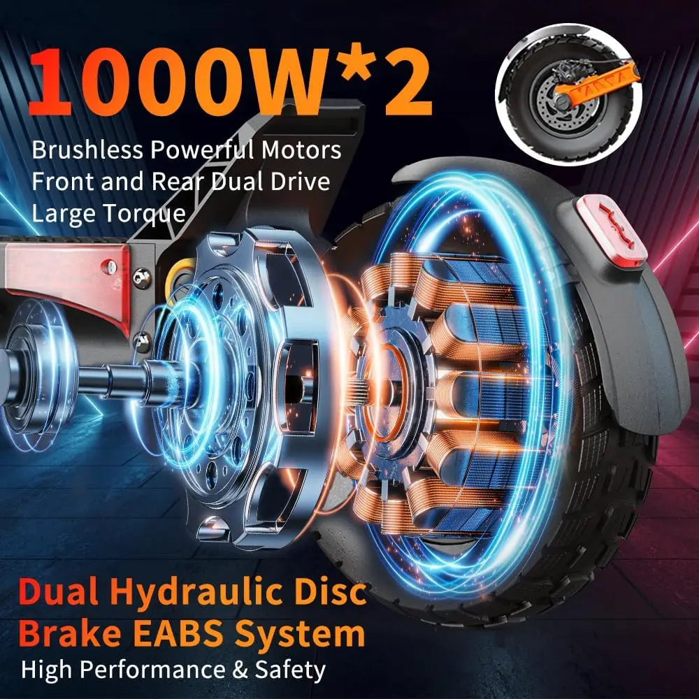 JOYOR S10-S-Z Folding Electric Scooter 1000W*2 Dual Motors 60V18AH High-capacity Battery 10*3.0 Widen Tires 75Km Max Range