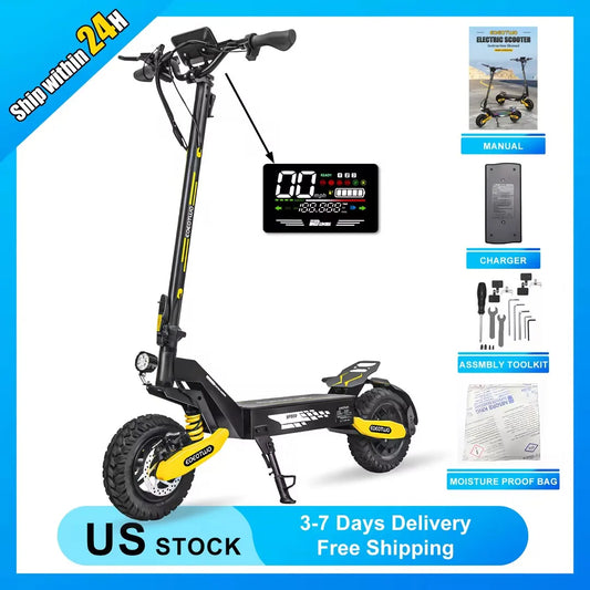 Electric Scooter Adults 1200W Motor 48V13/23AH Lithium Battery E Scooters Dual Spring Absorbers 11'' Off-Road Tires Scooter