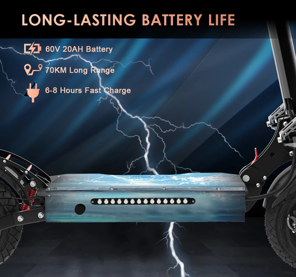 75KM/H Electric kick scooter 60V 48V 1300-3200W 10 inch Fat Tire Foldable Waterproof Electric Scooters Adults EU Warehouse