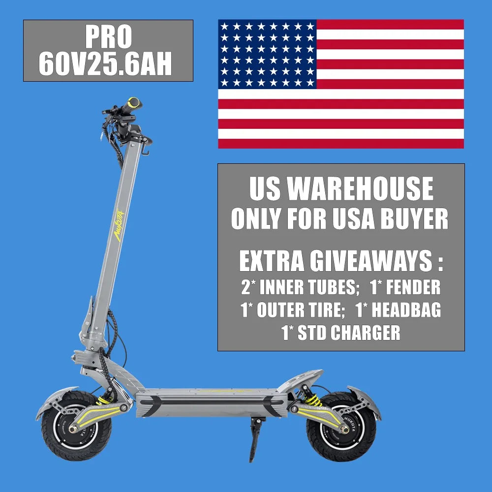 MUKUTA 10 Plus Dual Motor Off-Road Electric Scooter Foldable 10-Inch 60V 1400W*2 VSETT 10+ T10-DDM ZERO 10X DUALTRON All-Terrain