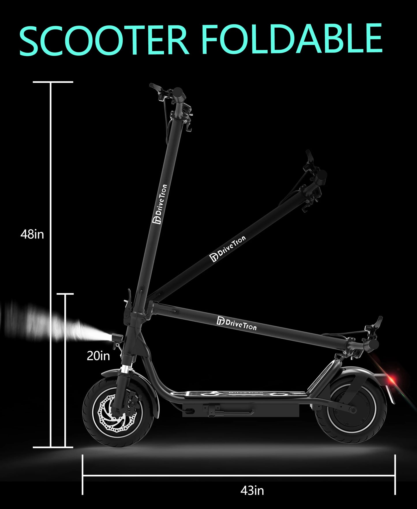 DriveTron DT01 Electric Scooter Adults 36V 13Ah Escooter Long Range 25 Miles Lightweight Kick Scooter